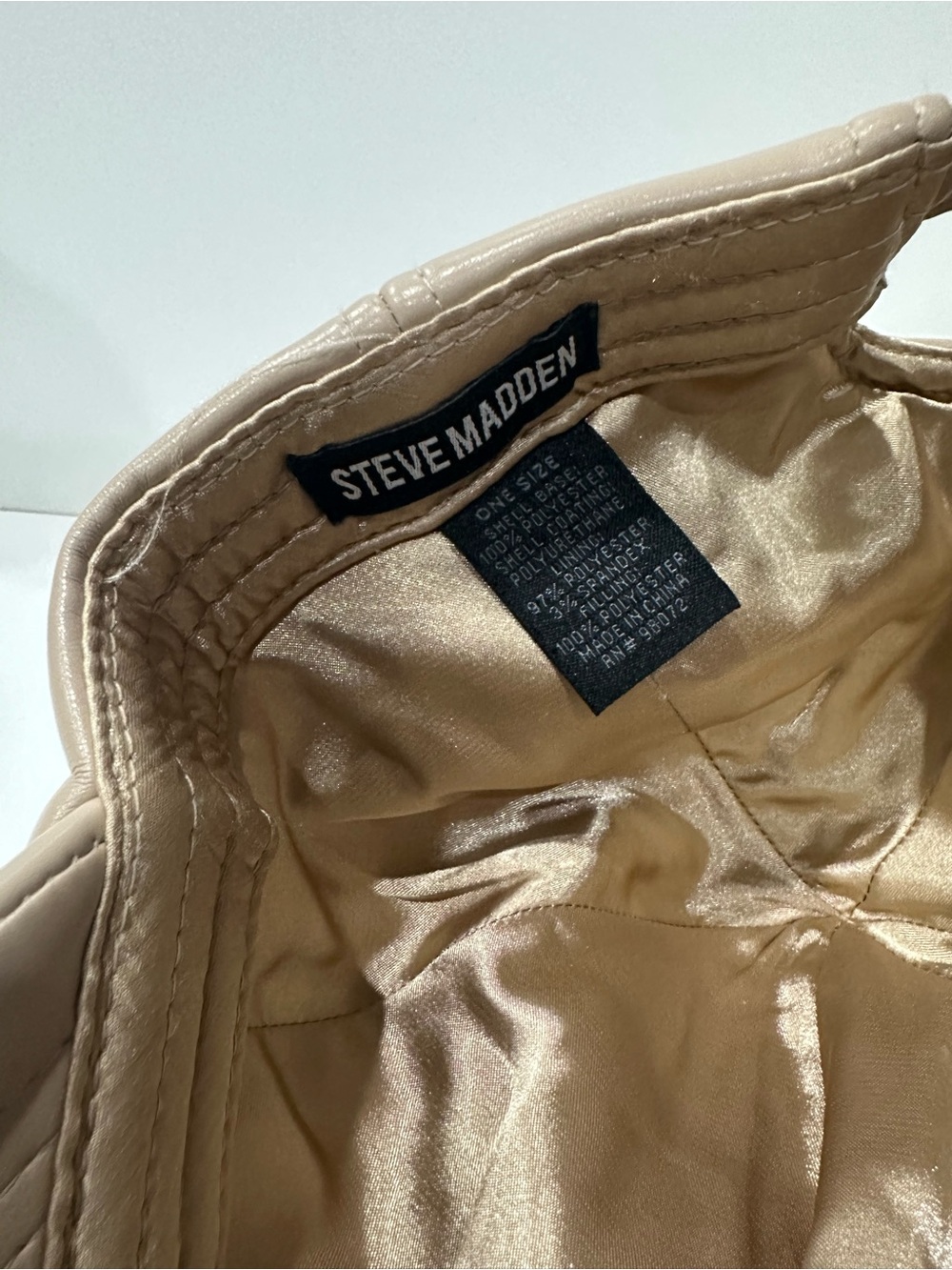 Steve Madden Faux Leather Baseball Cap Taupe Nude Adjustable Hat - Picture 6 of 7